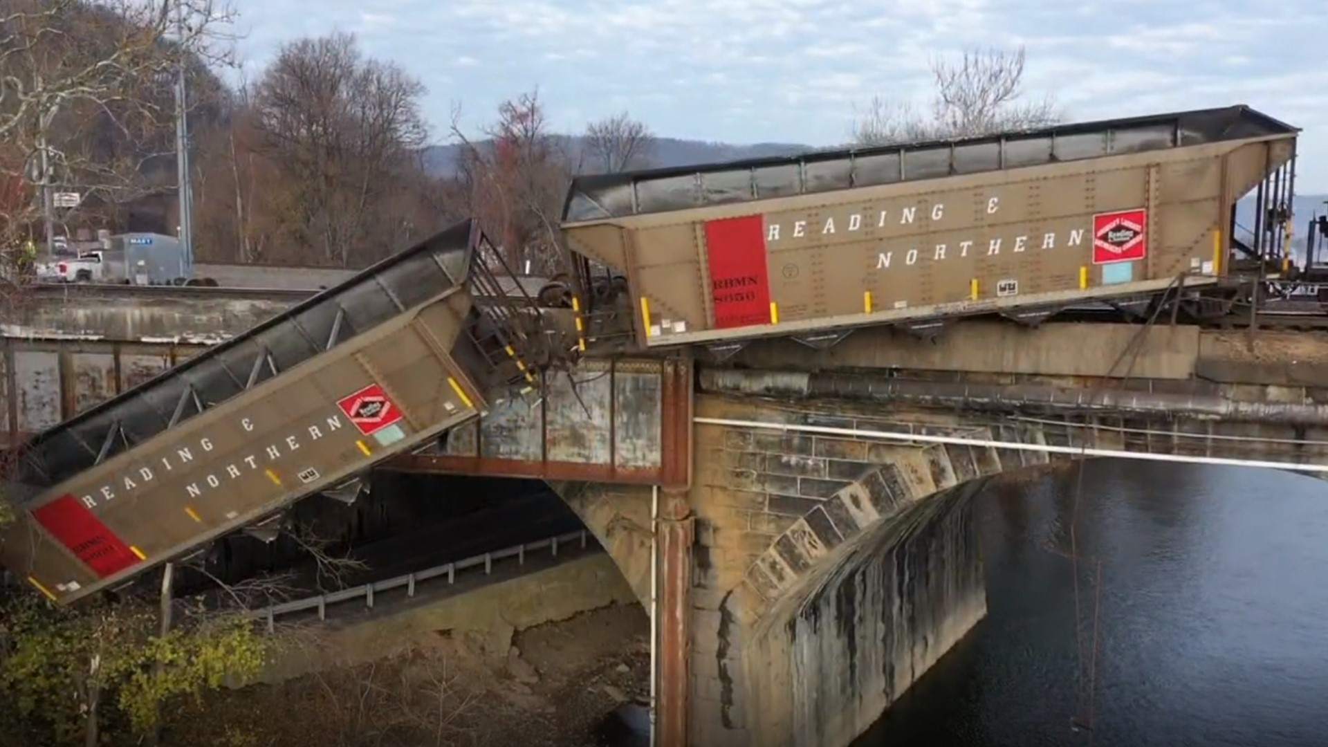 The derailment on the Rockville Bridge has closed S. Main St. in Marysville, according to emergency dispatch. The above video shows drone footage from the area.