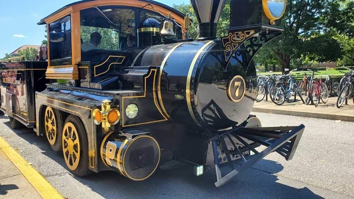 All aboard the 'Boilermaker Special' the world's fastest, heaviest, and, loudest college mascot