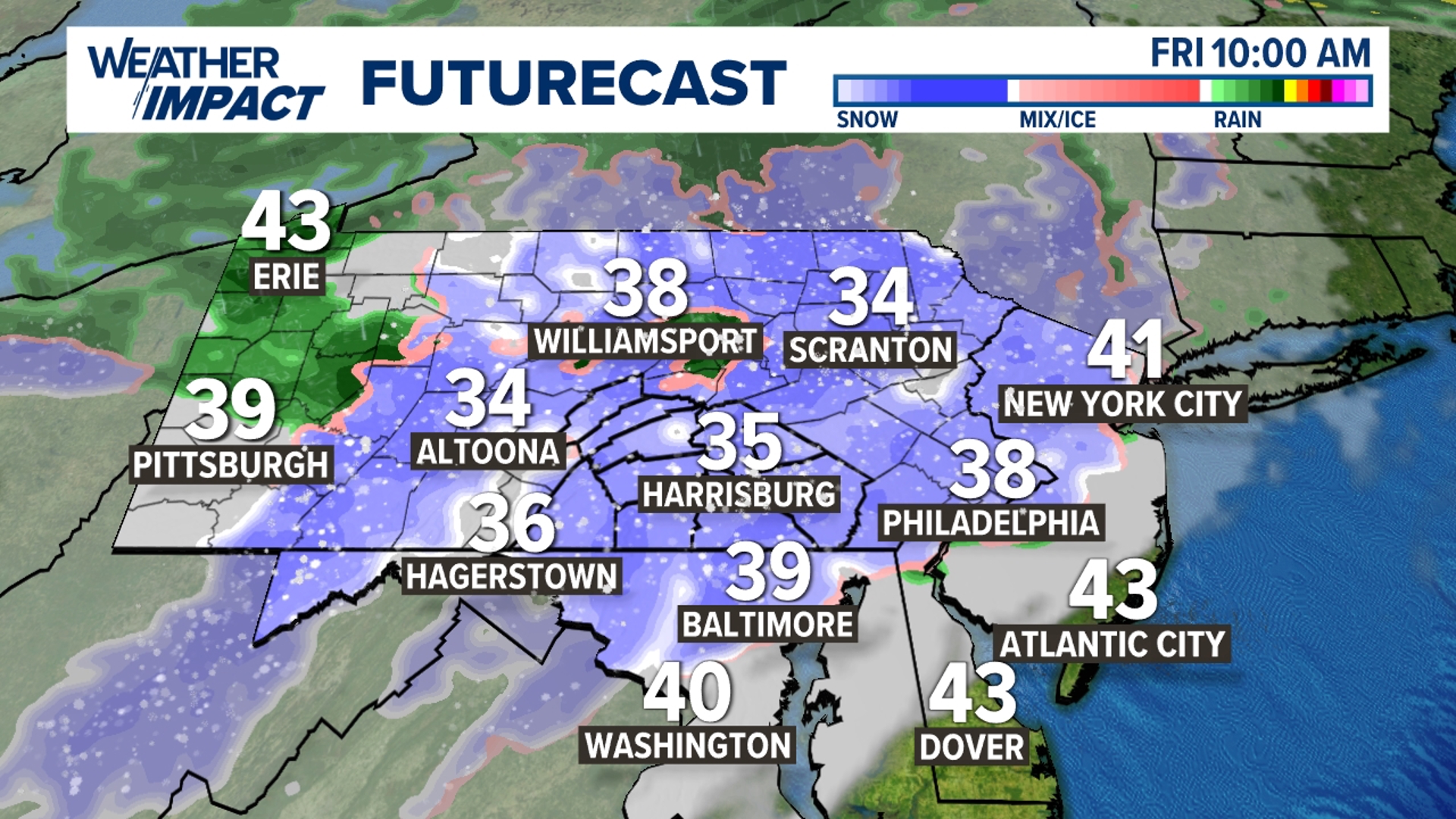 Any accumulations are elevation driven. Gusty winds are slow to fade through the weekend as temperatures gradually moderate.