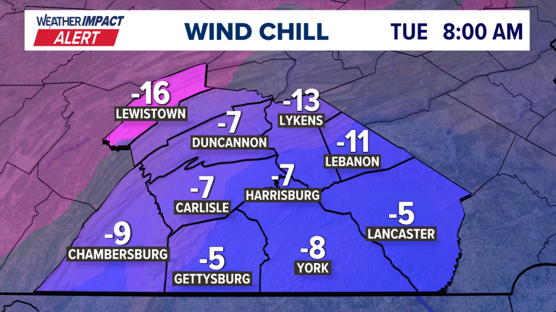 Weather Impact Alert Monday night through Tuesday for coldest air of ...