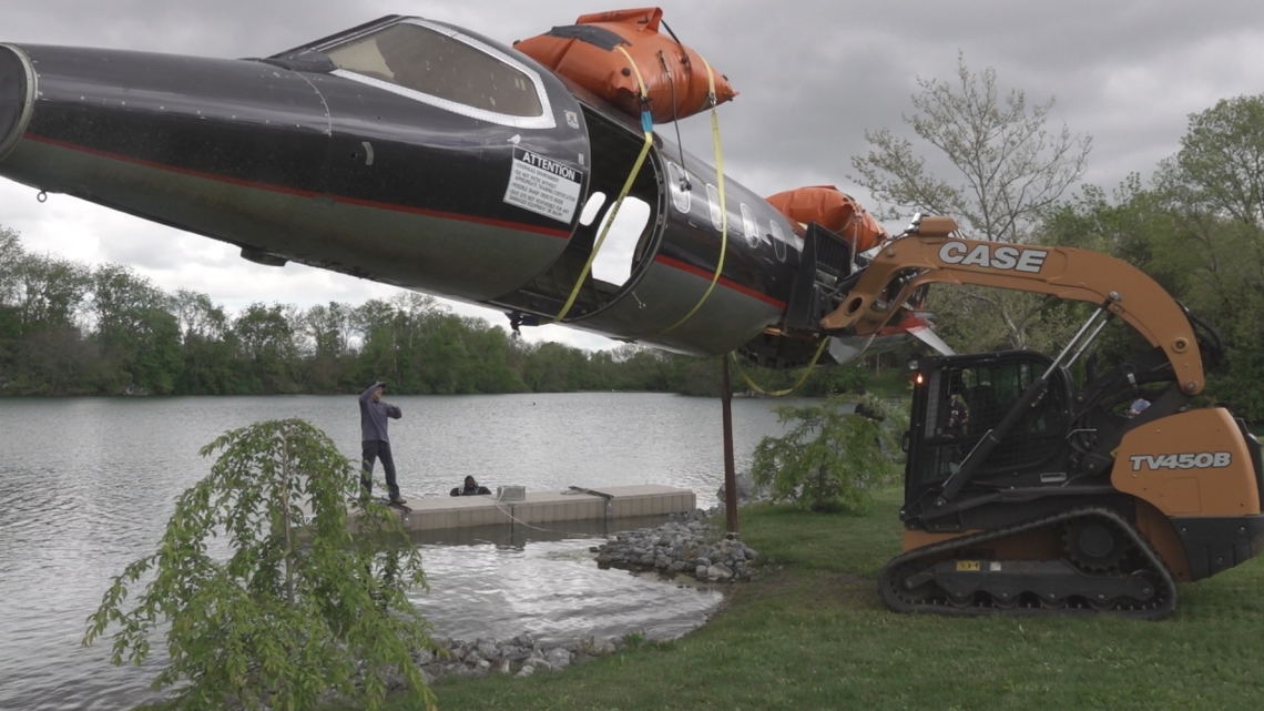 Retired organ transport jet becomes a unique underwater attraction for scuba divers in Lebanon County quarry