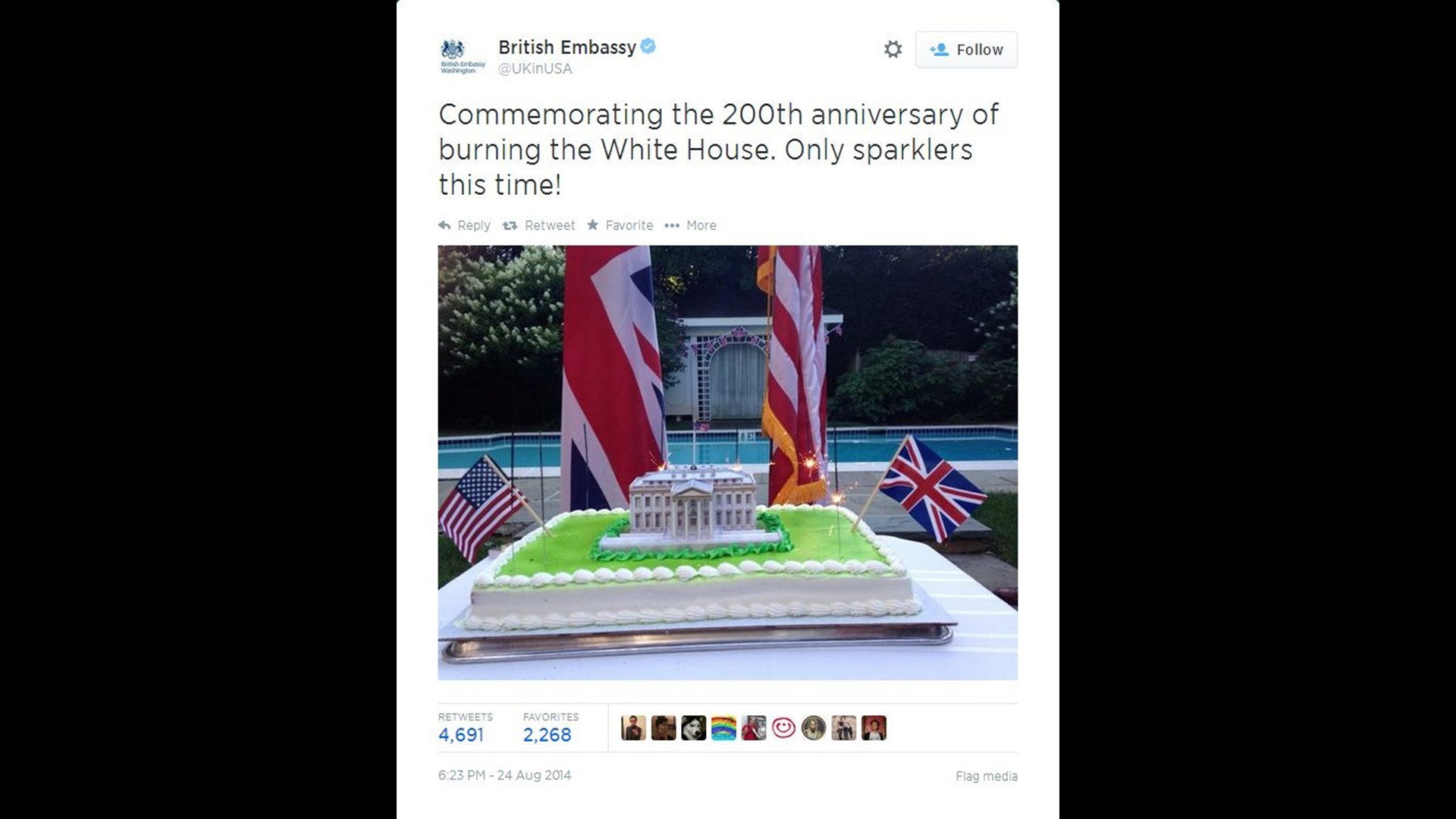 Britain apologizes for tweet marking 200 years since White House burned
