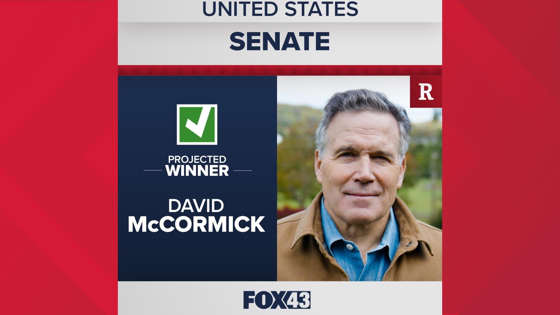 The Associated Press has called the race for the Pennsylvania Senate seat and the 10th Congressional District for Dave McCormick and Scott Perry, respectively.