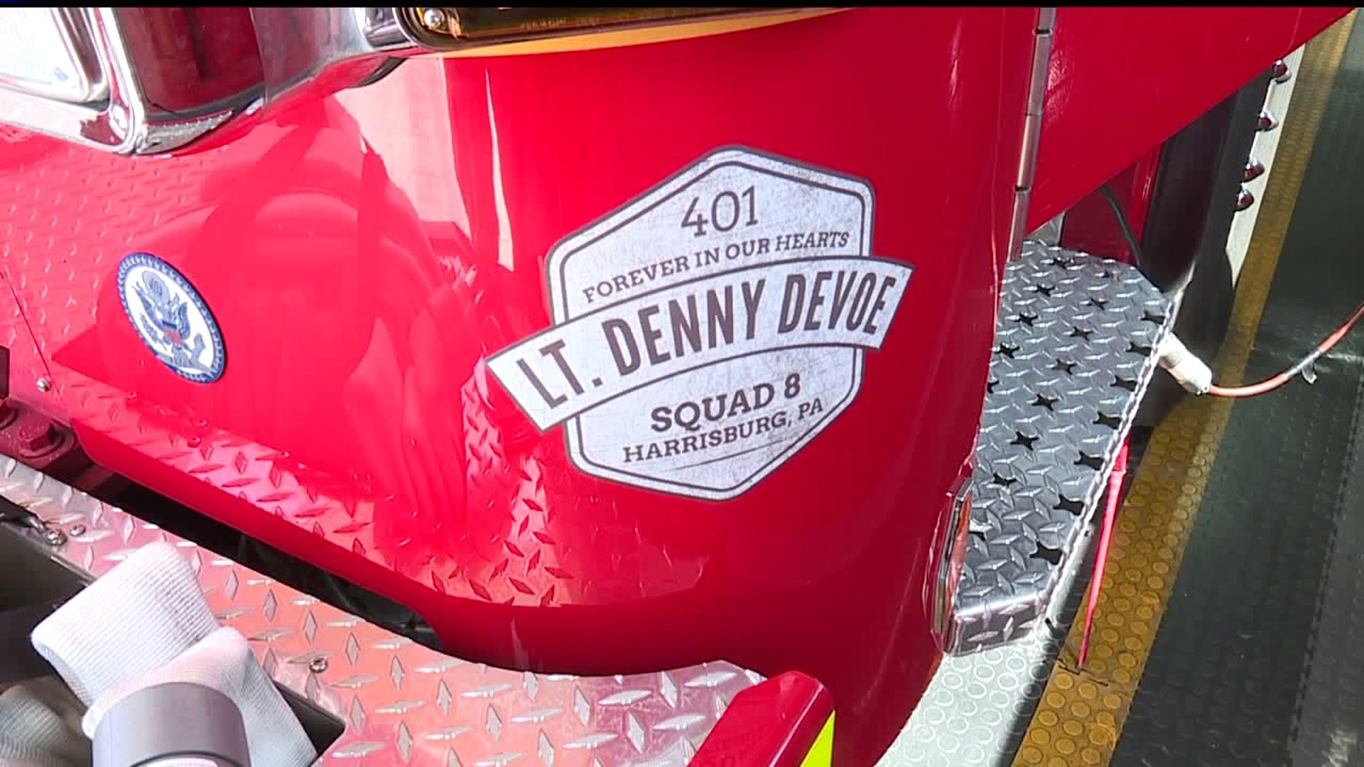 Harrisburg Bureau of Fire decals to remember & honor Lieutenant Dennis DeVoe