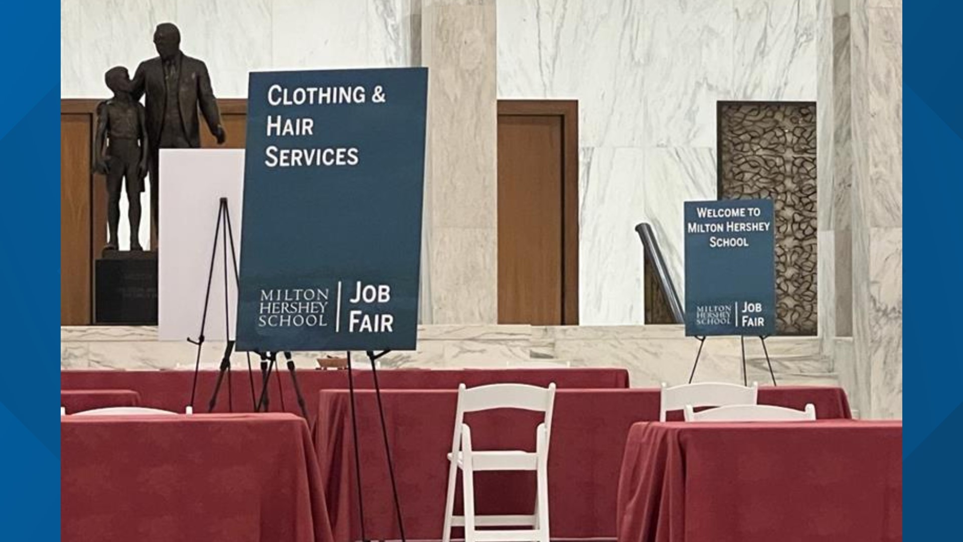 The Milton Hershey School is hosting a job fair today with multiple companies looking to hire for various positions.