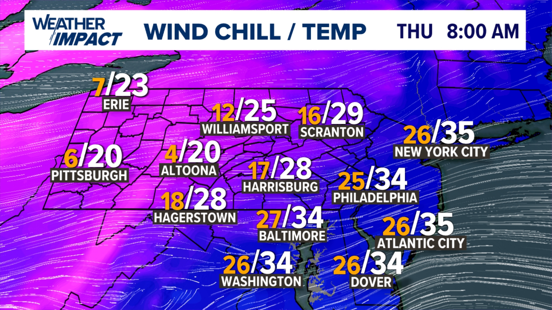 Sunshine returns Thursday but the mild midweek temps are washed away! Highs only in the 30s and feeling like the teens at times.