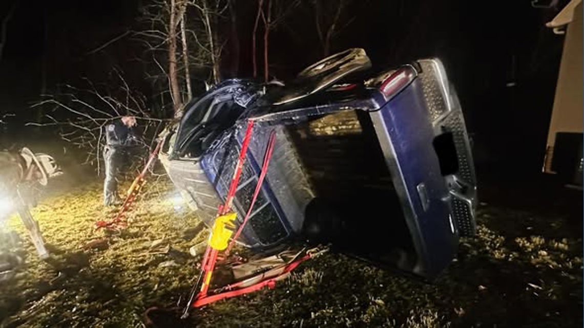 Firefighters rescue driver from overturned truck in York County Friday ...