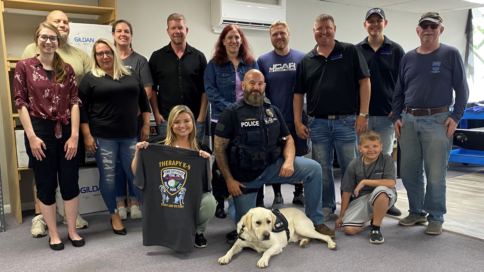 A local clothing company is designing shirts that gives back to the York City Police Department therapy K-9s.