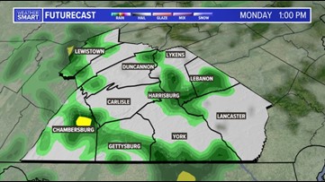 Light showers move in tonight and to start the work week