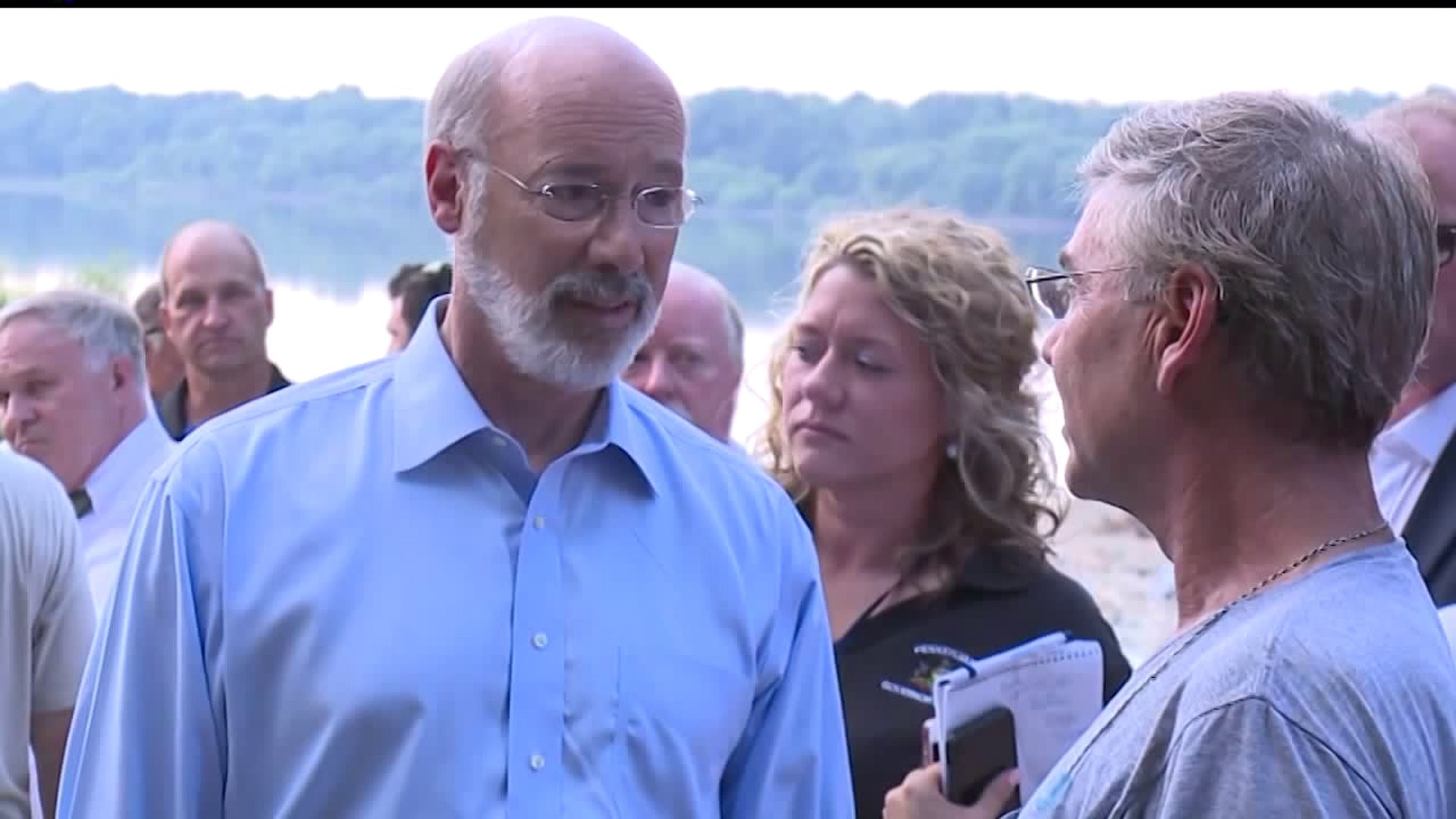 Governor Tom Wolf stops in York County to take a look at the damage caused by flash flooding