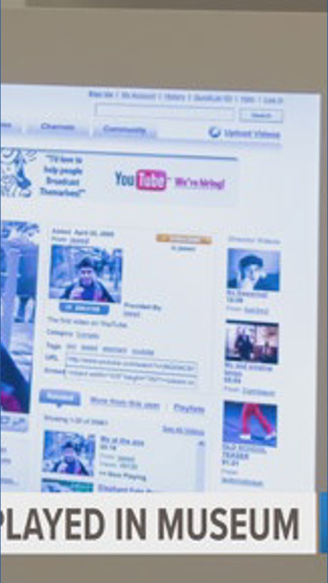 Youtube First Visual Website Youtube's first video displayed in museum | fox43.com