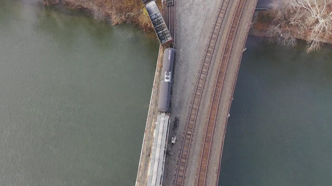 Drone images of train derailment in Perry County