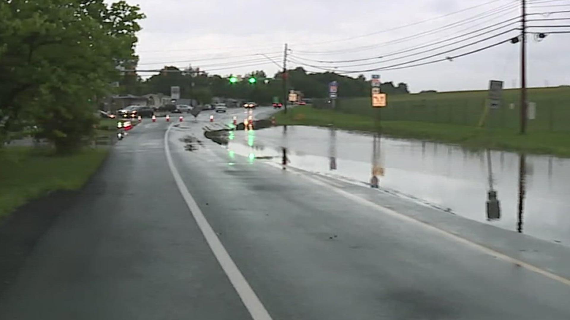 Roads and highways throughout central Pennsylvania are closed as Debby moves up the coast, bringing heavy rain and storms that cause flooding and downed trees.