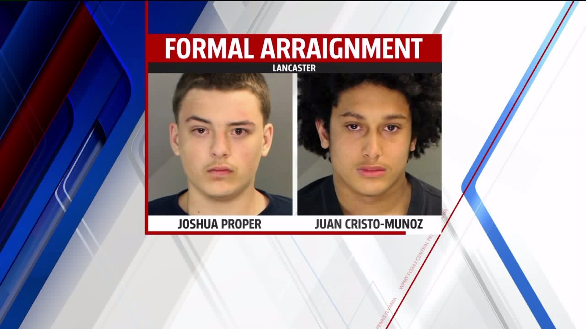 The formal arrangement is today for two teenagers accused of killing two brothers in Lancaster County