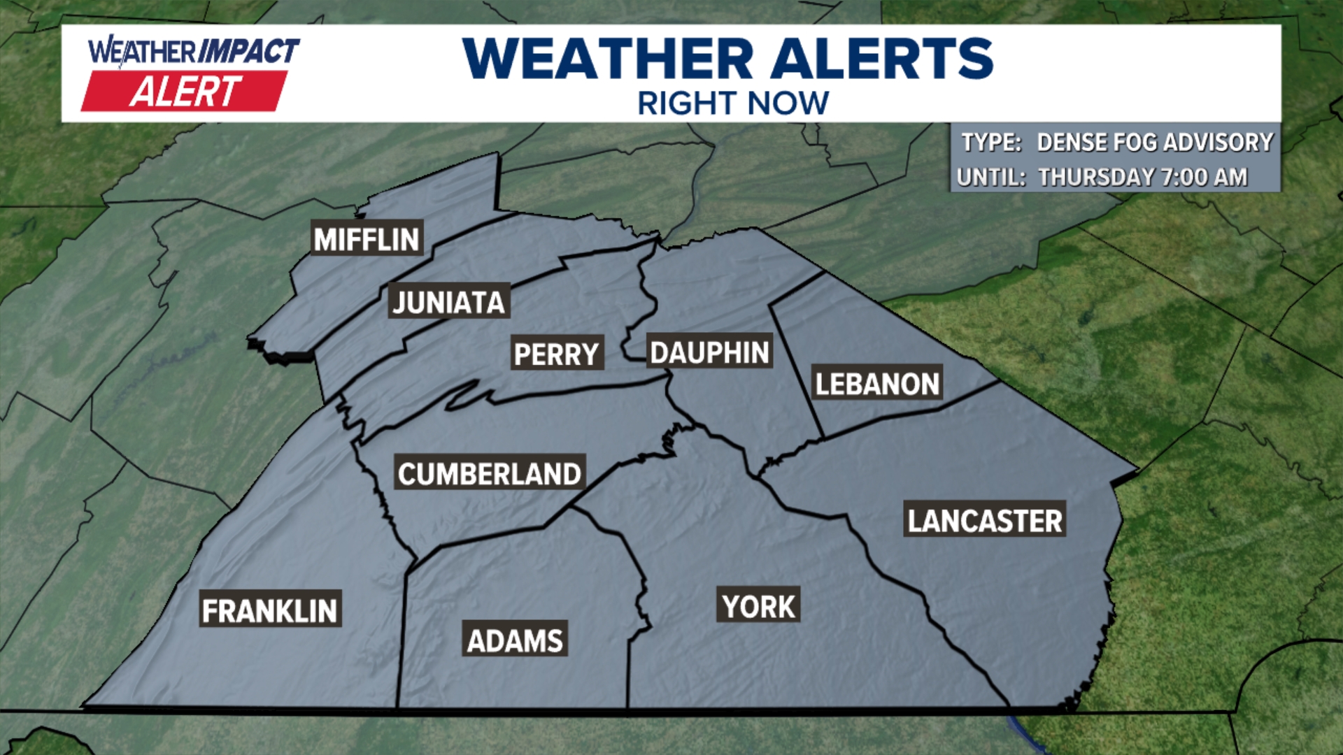 Weather Impact Alert Thursday morning for dense fog across central Pa ...
