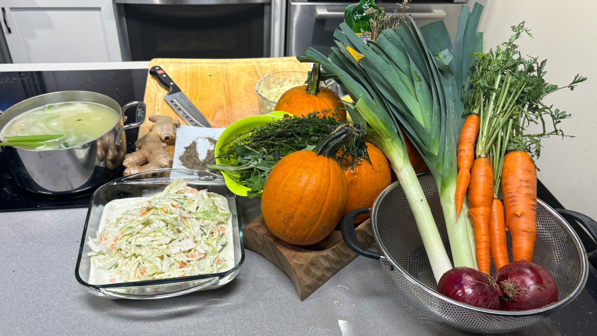 Olivia's Pumpkin Pot Pie is roasted and served in a pumpkin for the ultimate autumn vibes.