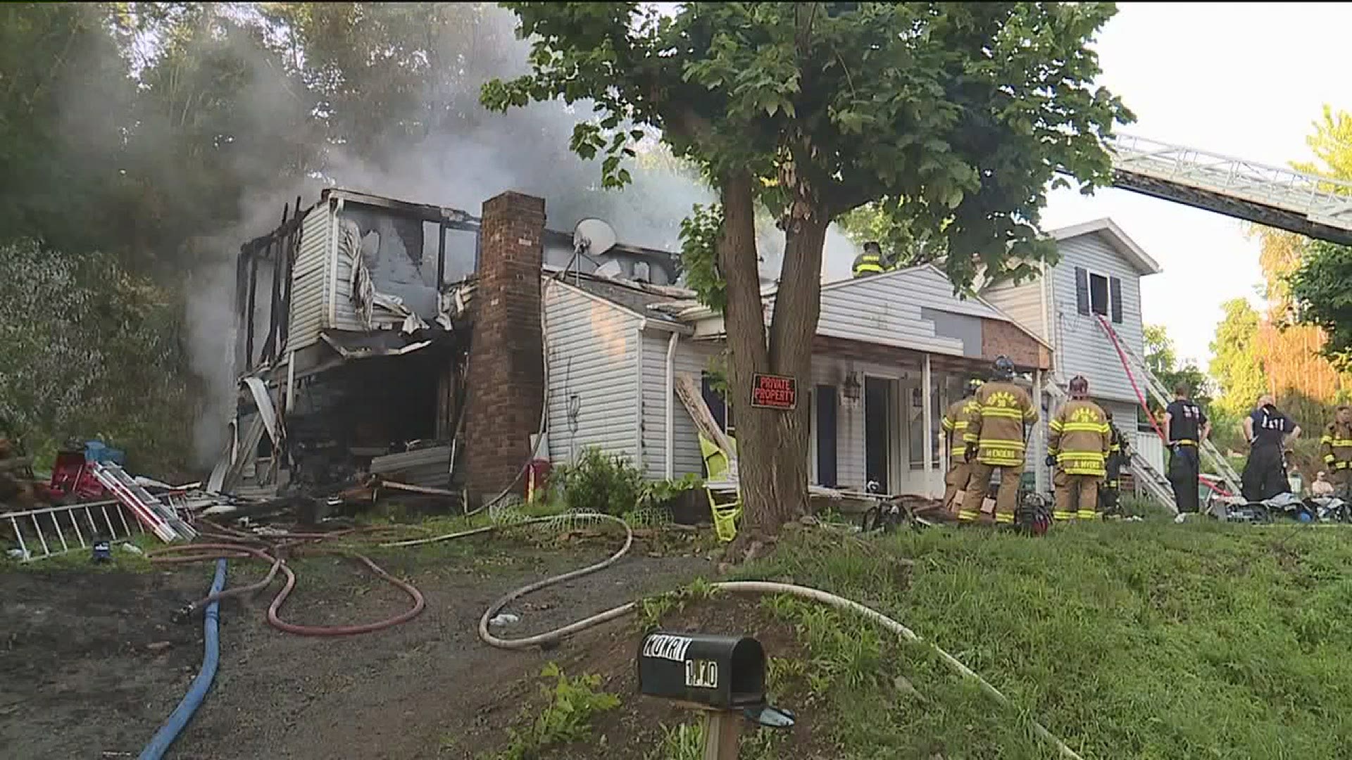 Authorities say a firefighter was injured battling the blaze, which State Police investigators termed suspicious