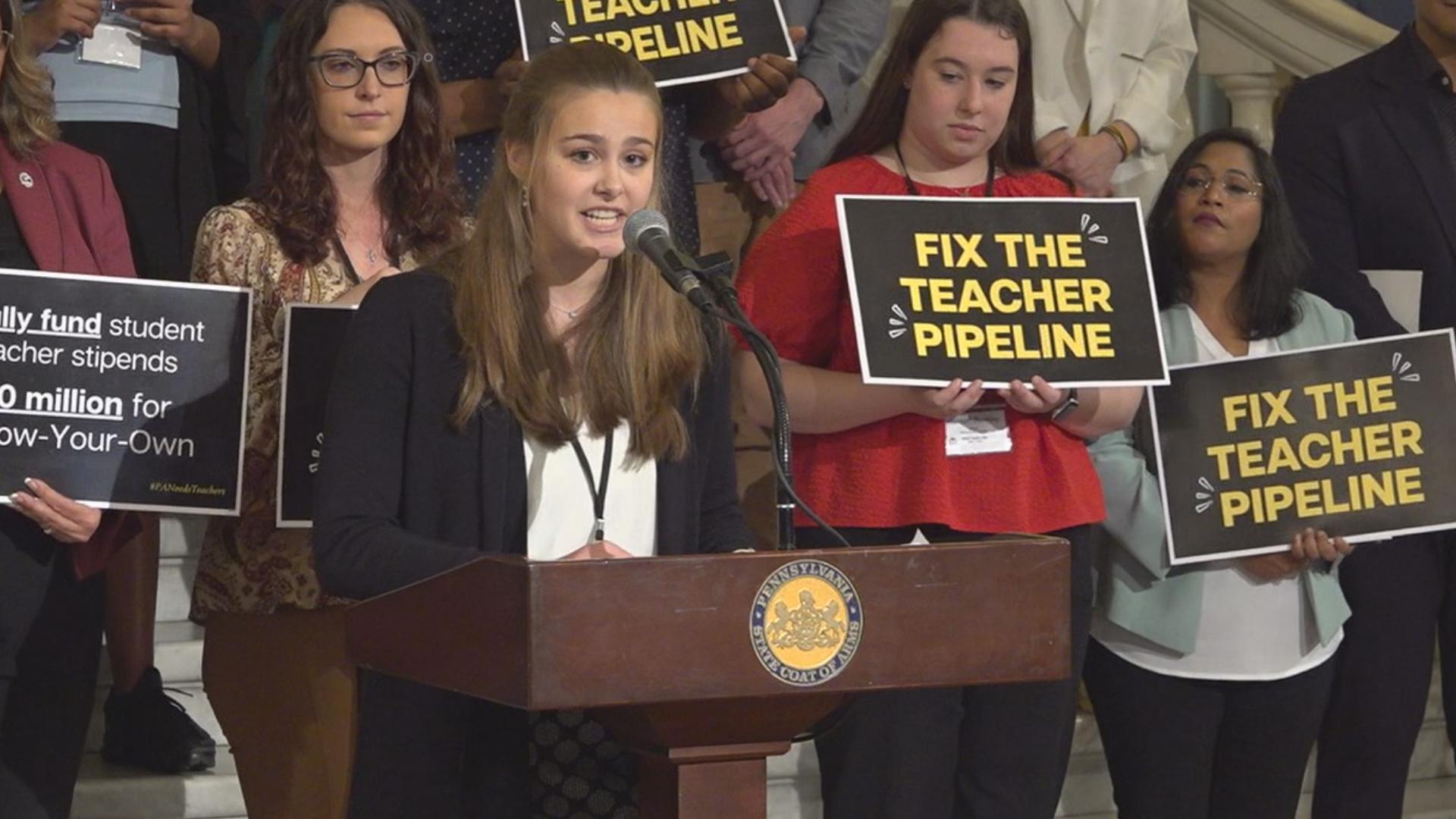 Future educators rallied at the Pennsylvania Capitol asking state lawmakers to help address the teacher shortage in the commonwealth.