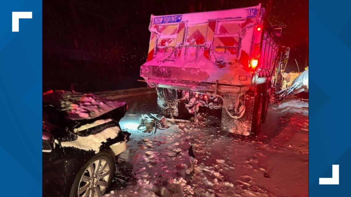 One injured in crash involving car and snowplow in Juniata County