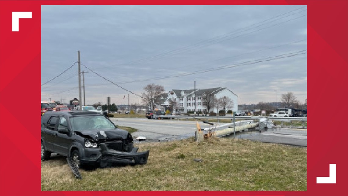 Lancaster Road closed after car crashes into pole | fox43.com