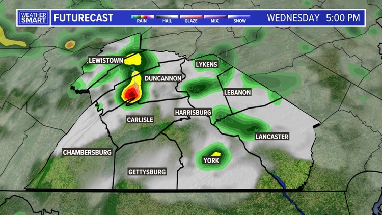 Low humidity, some sun, stray showers again for Wednesday!