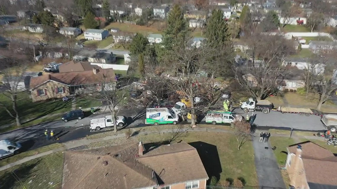 Drone video of Dauphin County home explosion