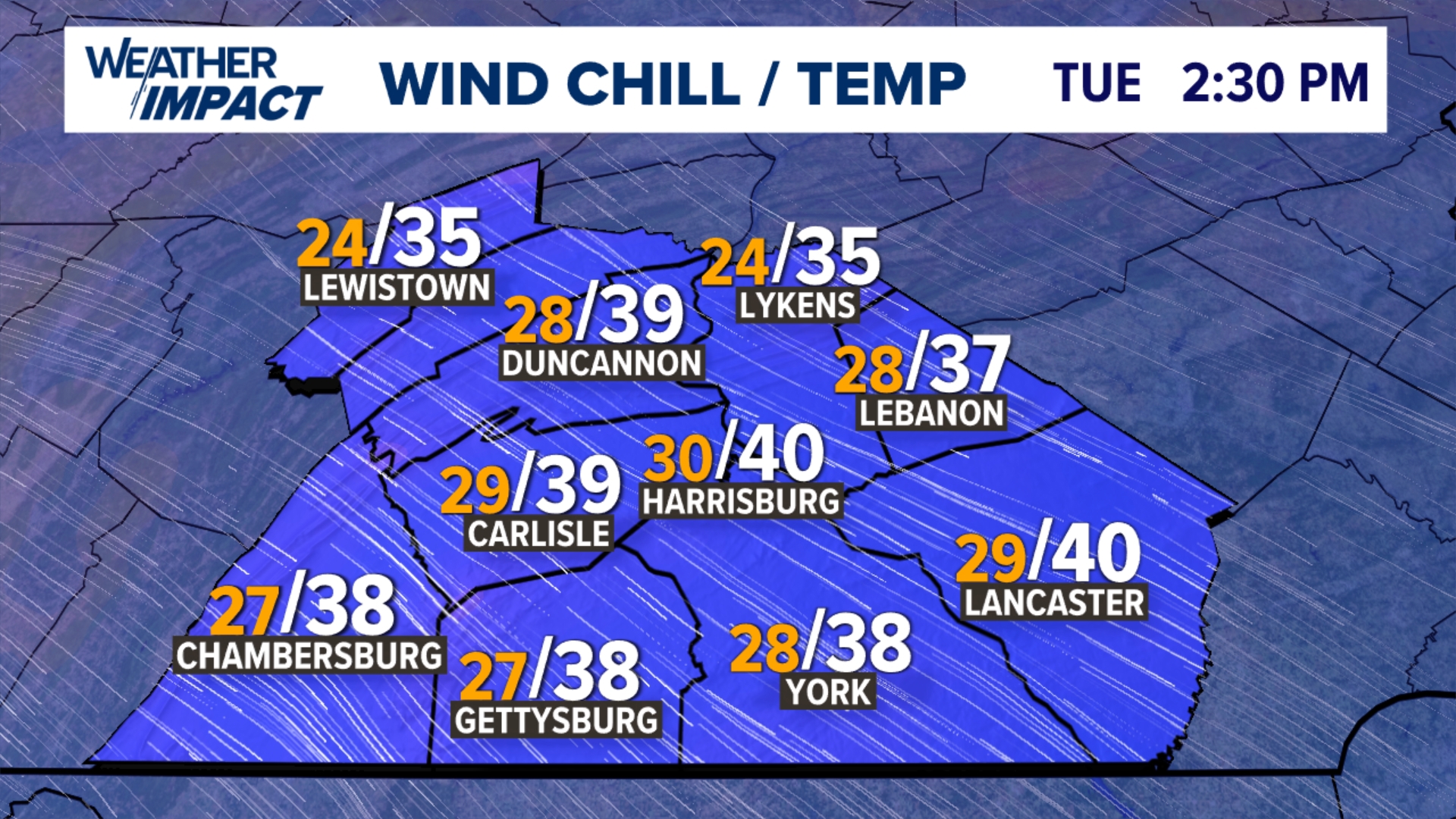 The breeze increases through midweek, with more frigid wind chills. An arctic front brings some snow showers and blustery conditions after midweek.