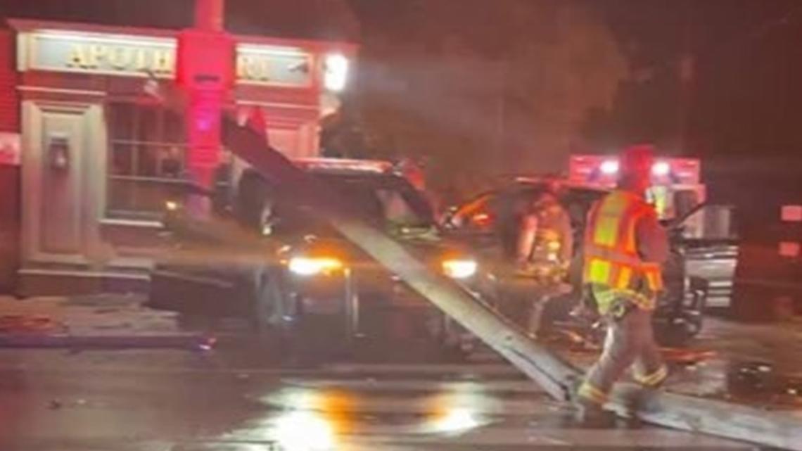 Police cars collide, knock down telephone pole in Lancaster | fox43.com