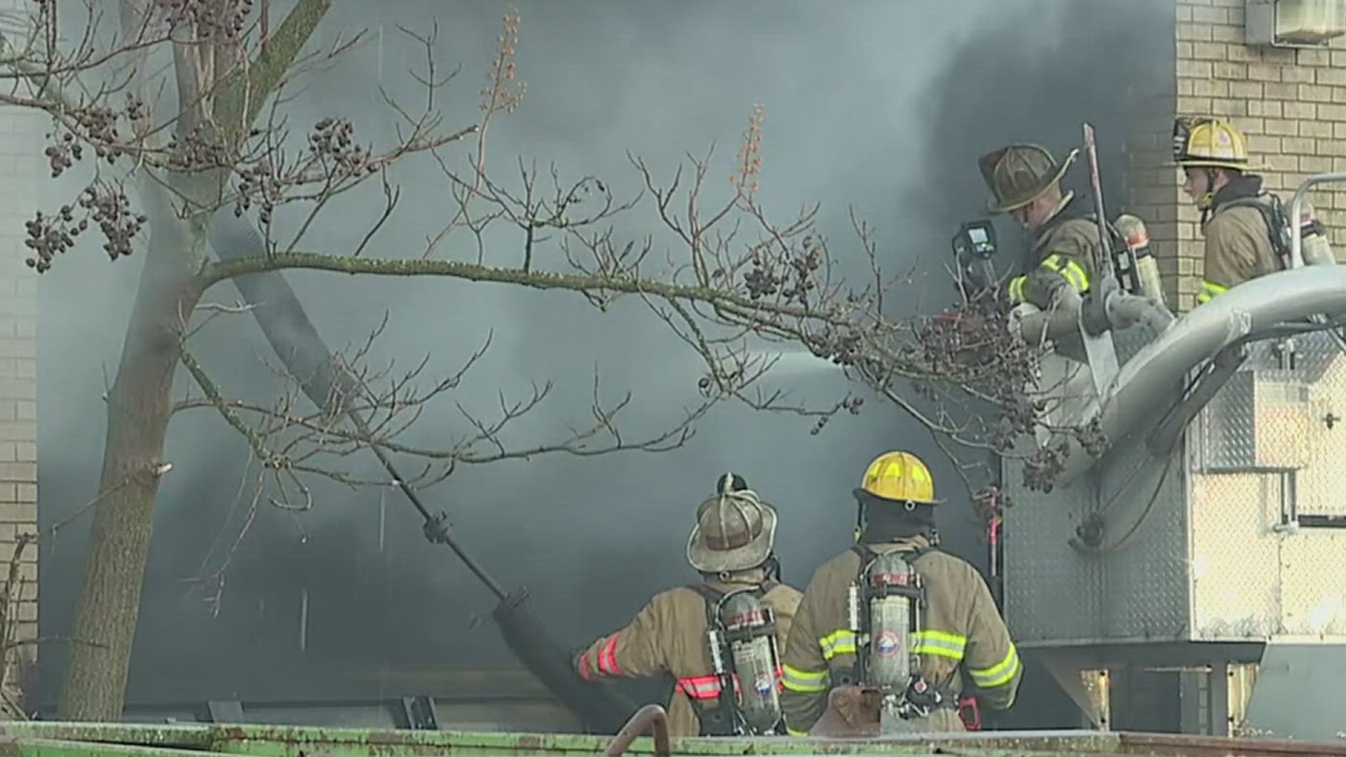 Flames broke out at the former school, which has sat vacant for more than a decade, around 6:15 Monday morning.