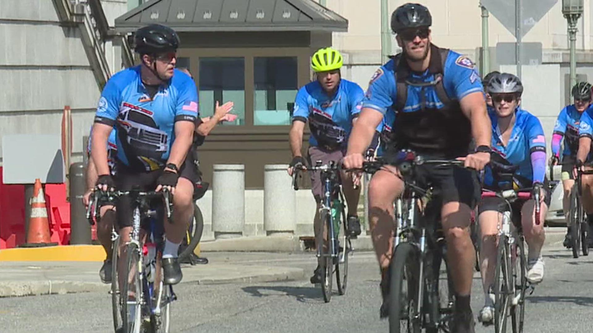 Participants traveled from Montgomery County to Harrisburg by bicycle to honor fallen EMS providers.