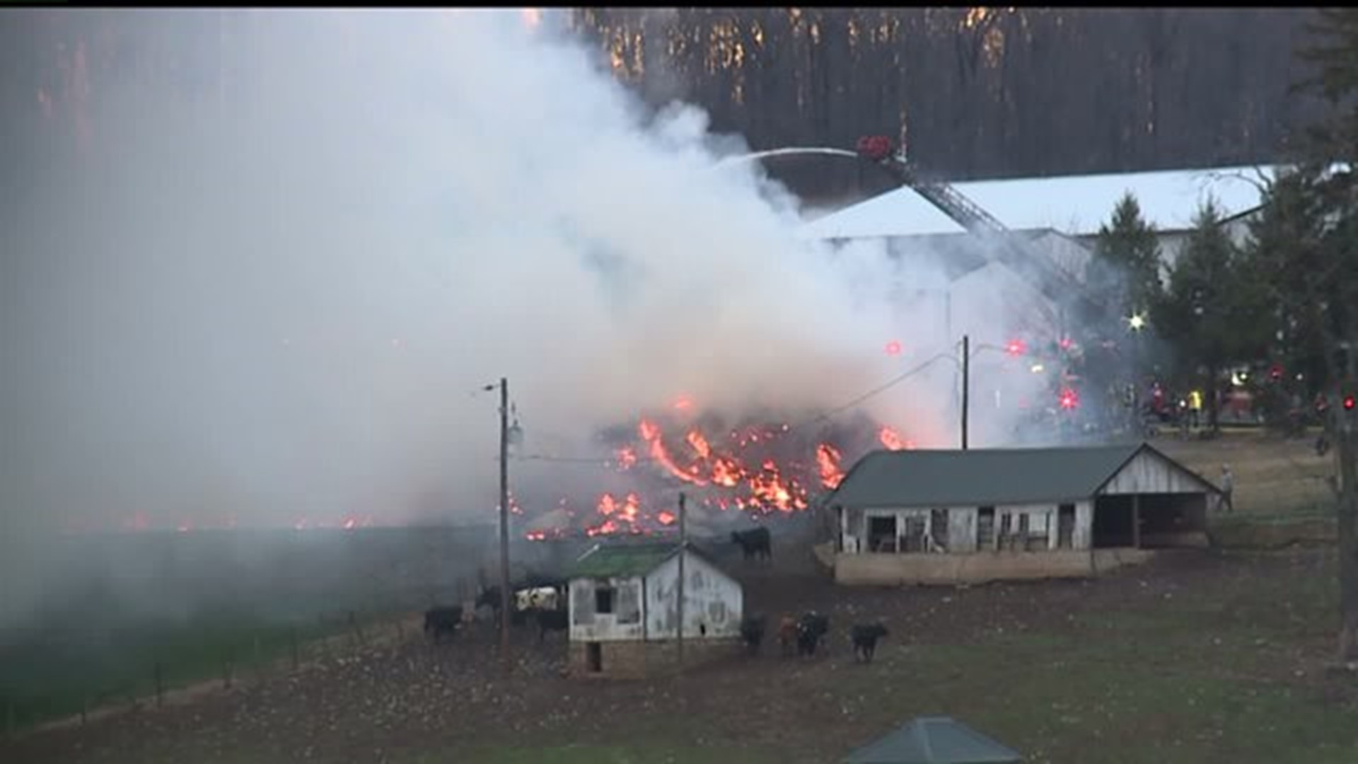 Crews spend hours battling barn fire in York County