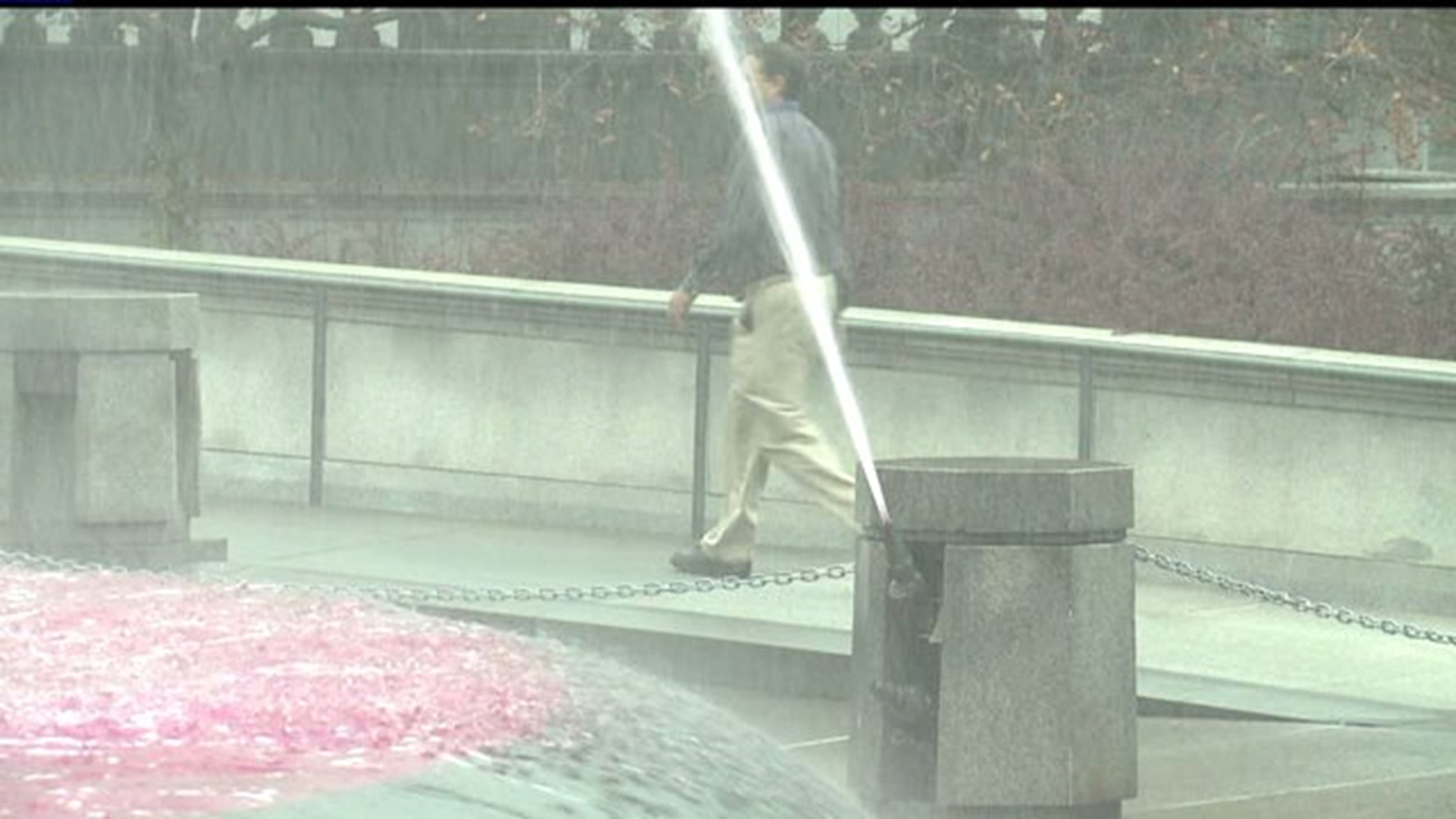 Capitol fountain turns pink for Cancer Awareness
