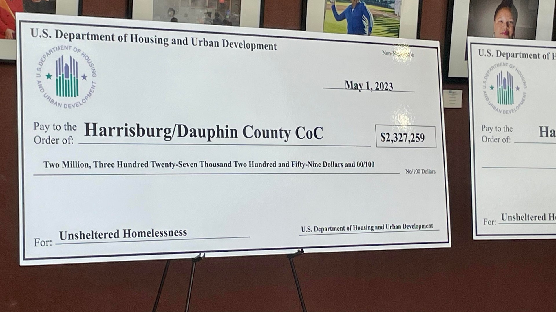 The U.S. Department of Housing and Urban Development (HUD) on May 1 presented a $2.3 million check to CACH.