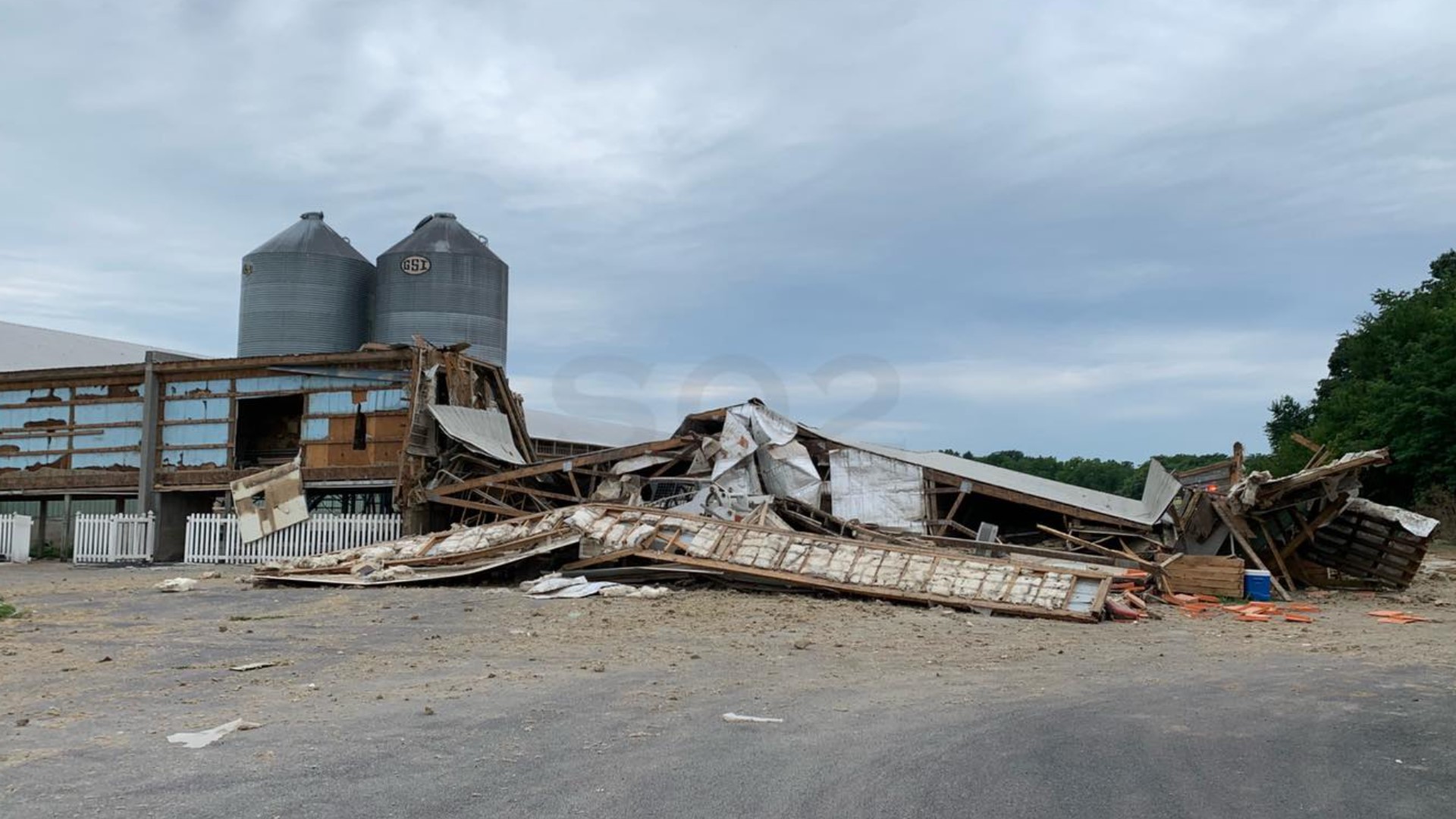 The Adams County Coroner has responded to the chicken barn collapse, and one person has been pronounced dead.