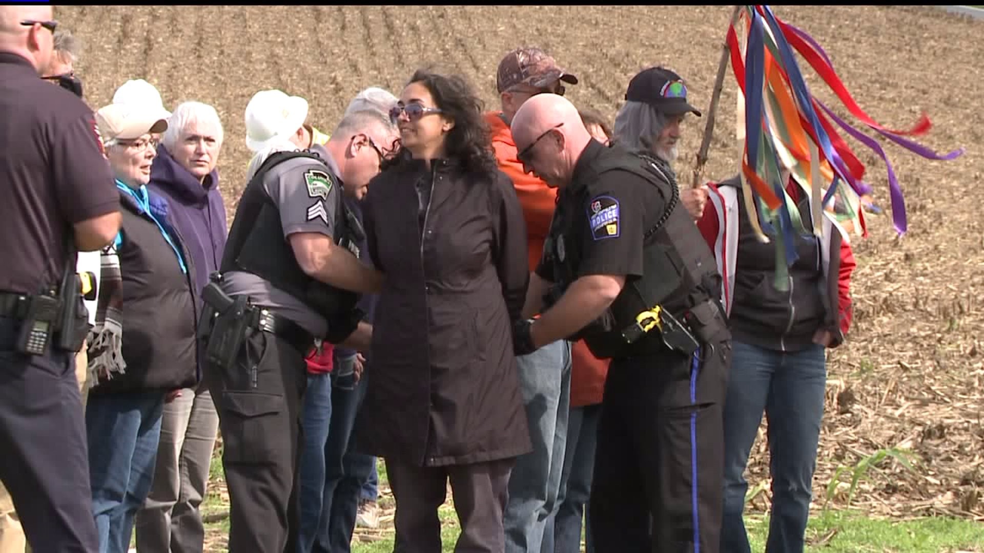 Multiple people protesting the start of construction on the Atlantic Sunrise Pipeline in Lancaster County are facing trespassing charges