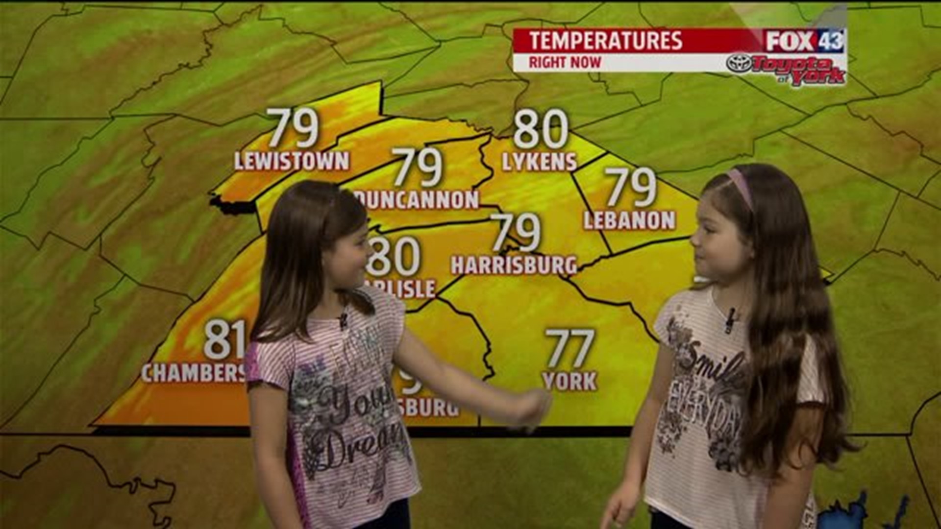 Weather kids Annemarie and Meredith Doores