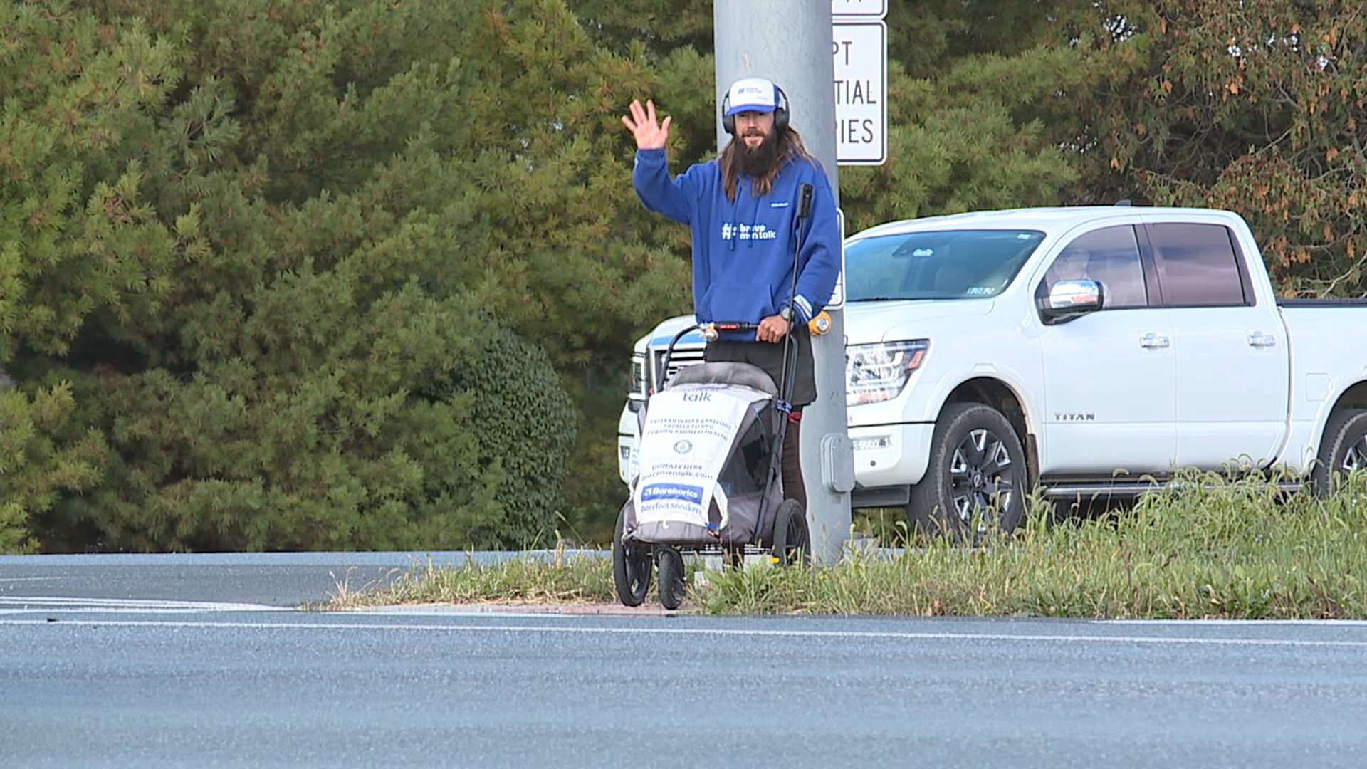 Anton Nootenboom travels thousands of miles from his home to raise awareness for men's mental health struggles.