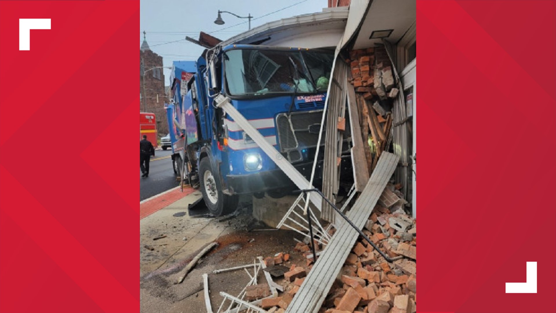 Garbage truck crashes into building in Spring Grove