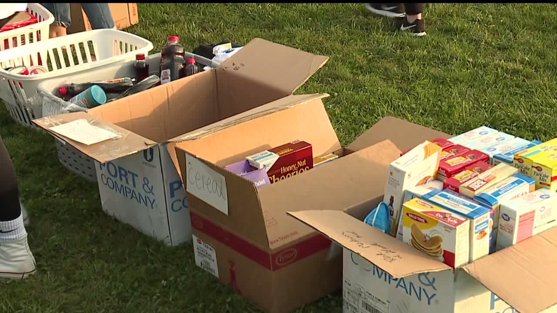 Rivals on the field, teammates off it: Schools team up for food drive