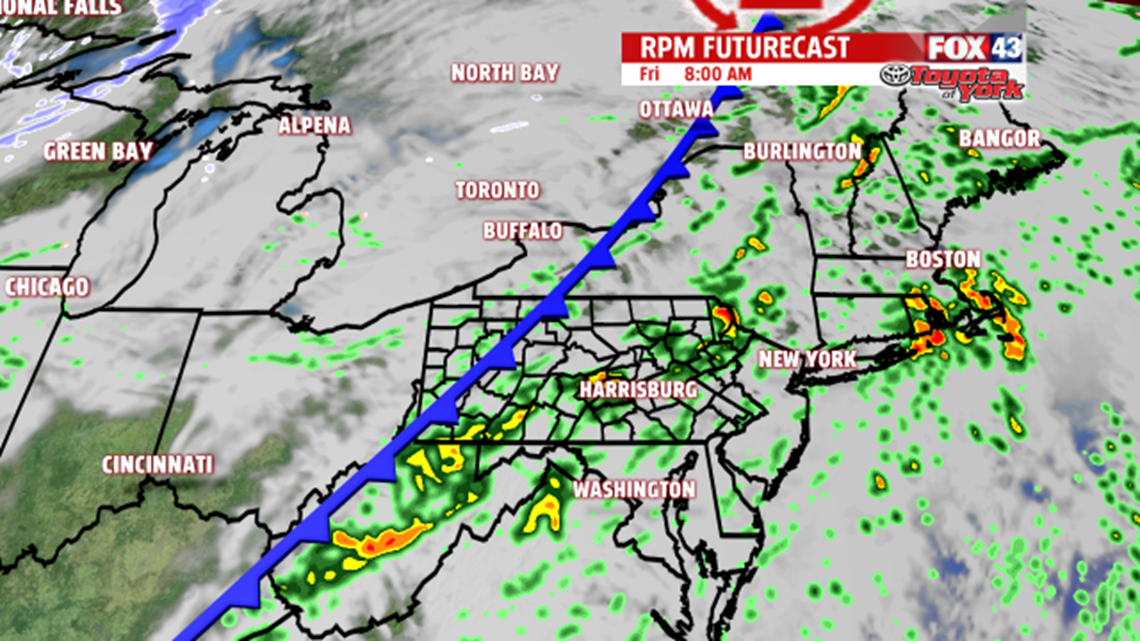 Cold front brings showers and a few thunderstorms Friday | fox43.com