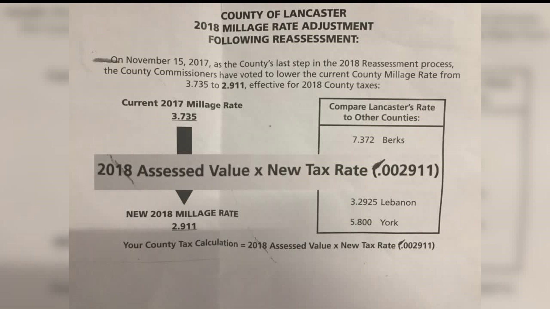 Lancaster County residents calculate new millage rate for 2018