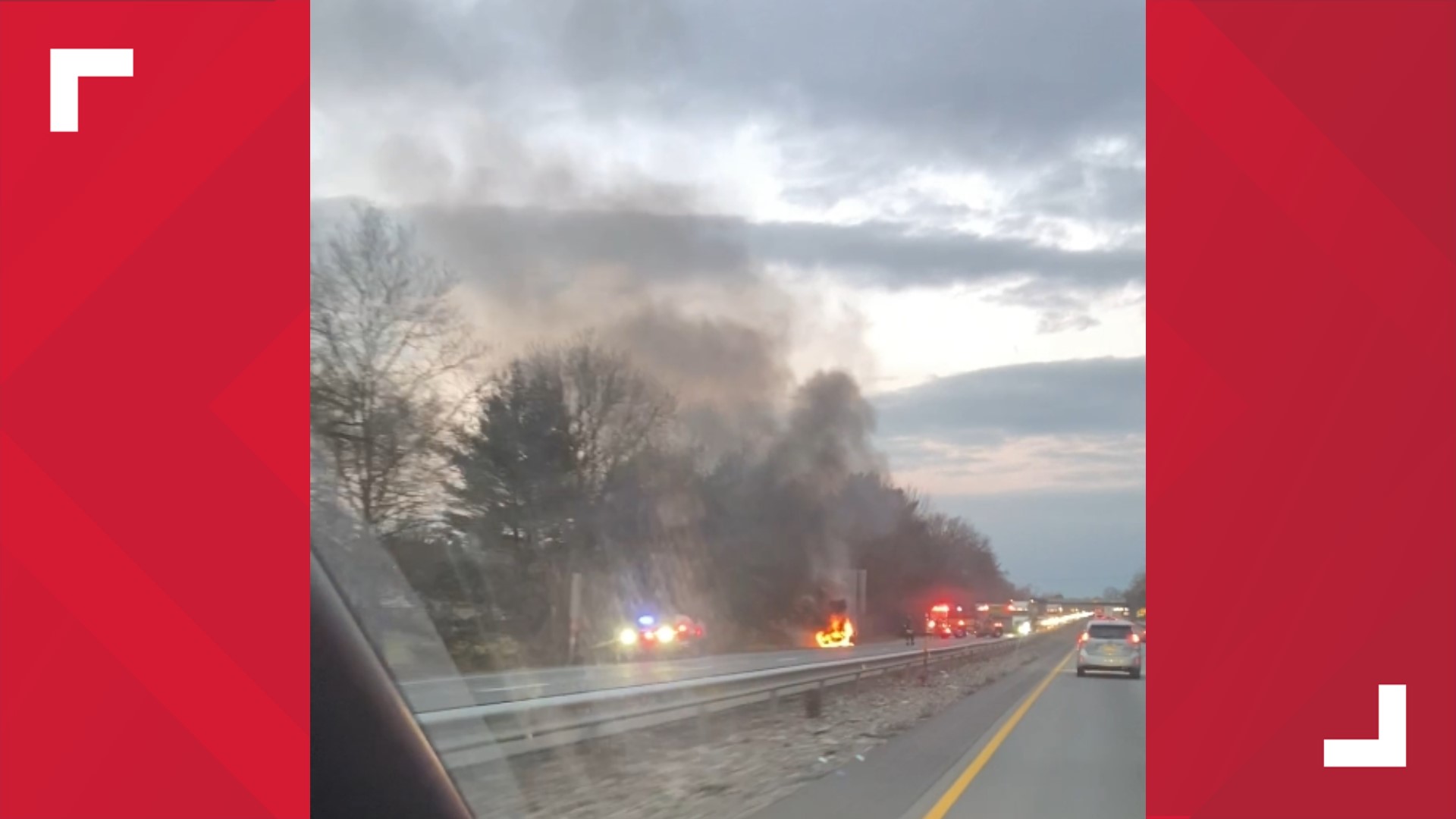 A vehicle on fire on Route 30 eastbound between the Prospect Road exit and the Mountville exit in West Hempfield Township, Lancaster County is causing delays.