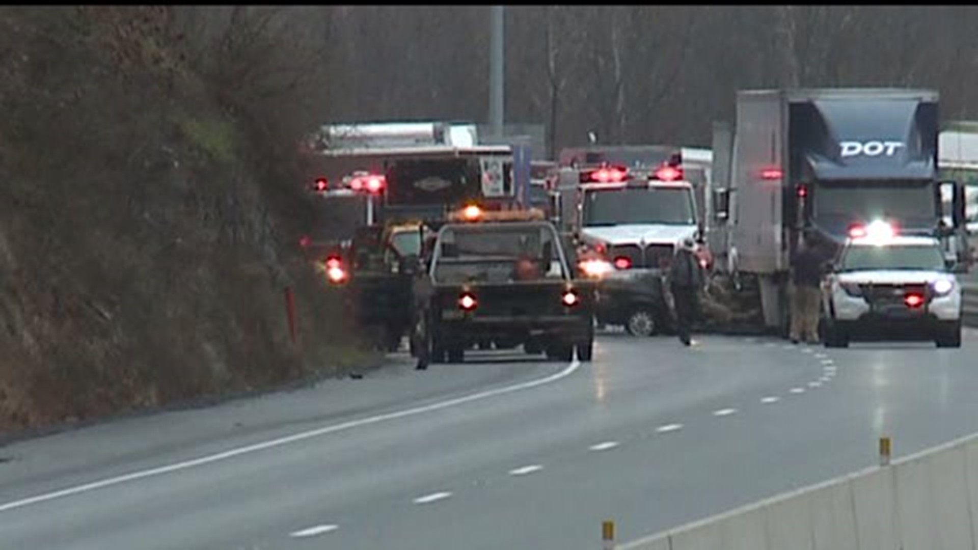 Car under tractor-trailer on I-83 accident
