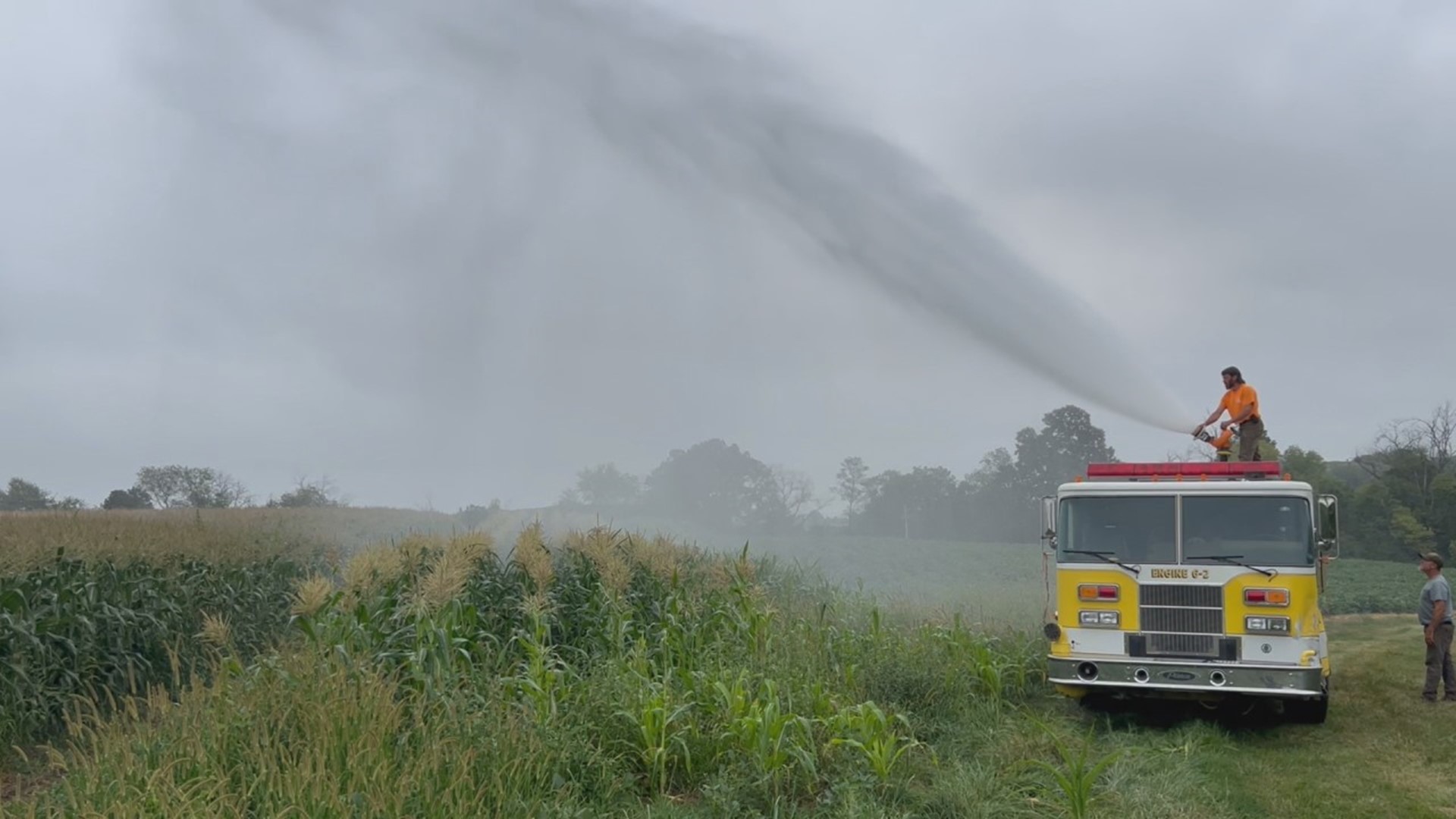 A lack of rain has farmers in York County turning to unorthodox machinery to help keep crops going.