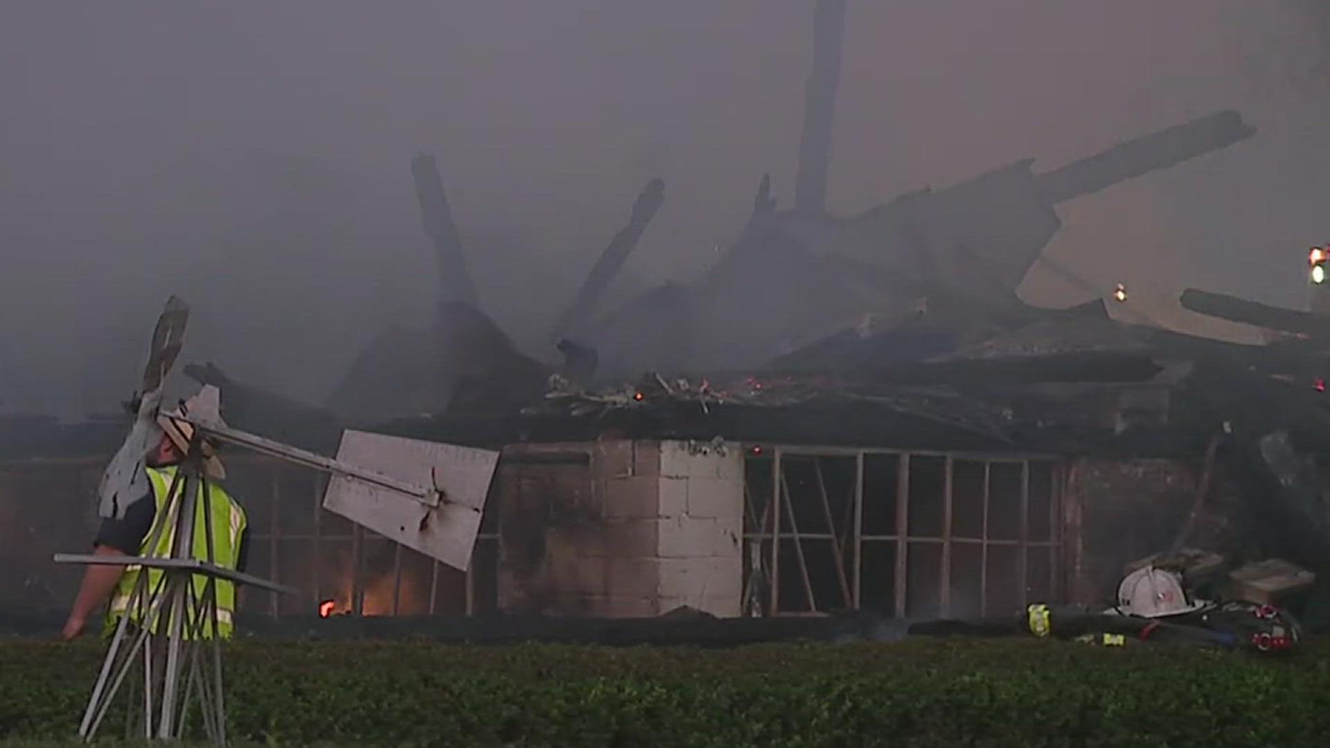 The fire started in a dairy barn on the 400 block of Vintage Road, according to Lancaster County 911 Dispatch. No people were reported to be injured.