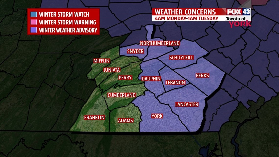 Winter Weather Advisory for freezing rain begins 4 A.M. Monday | fox43.com