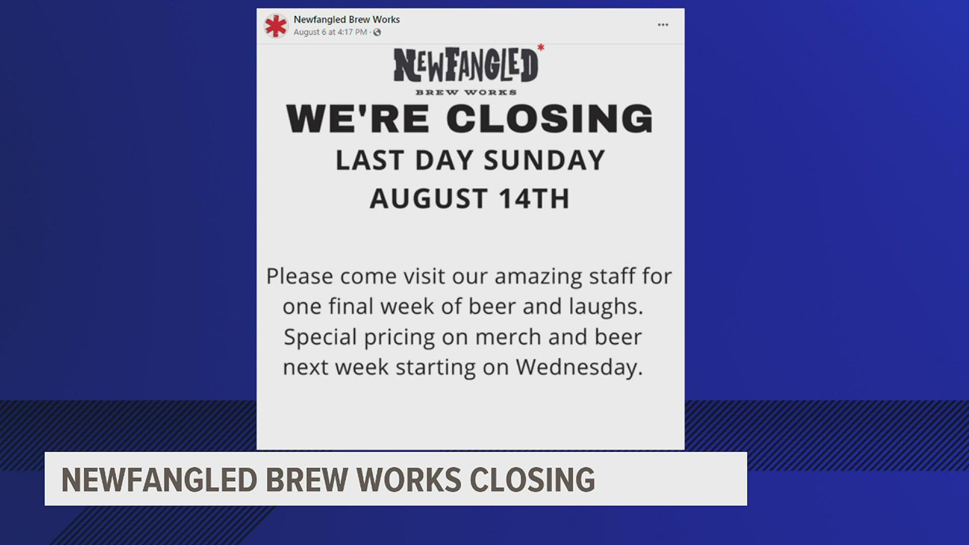 The Newfangled Brew Works in Lower Paxton Township made a post on Facebook to announce it will be closing its doors on Sunday, Aug. 14 after almost four years.