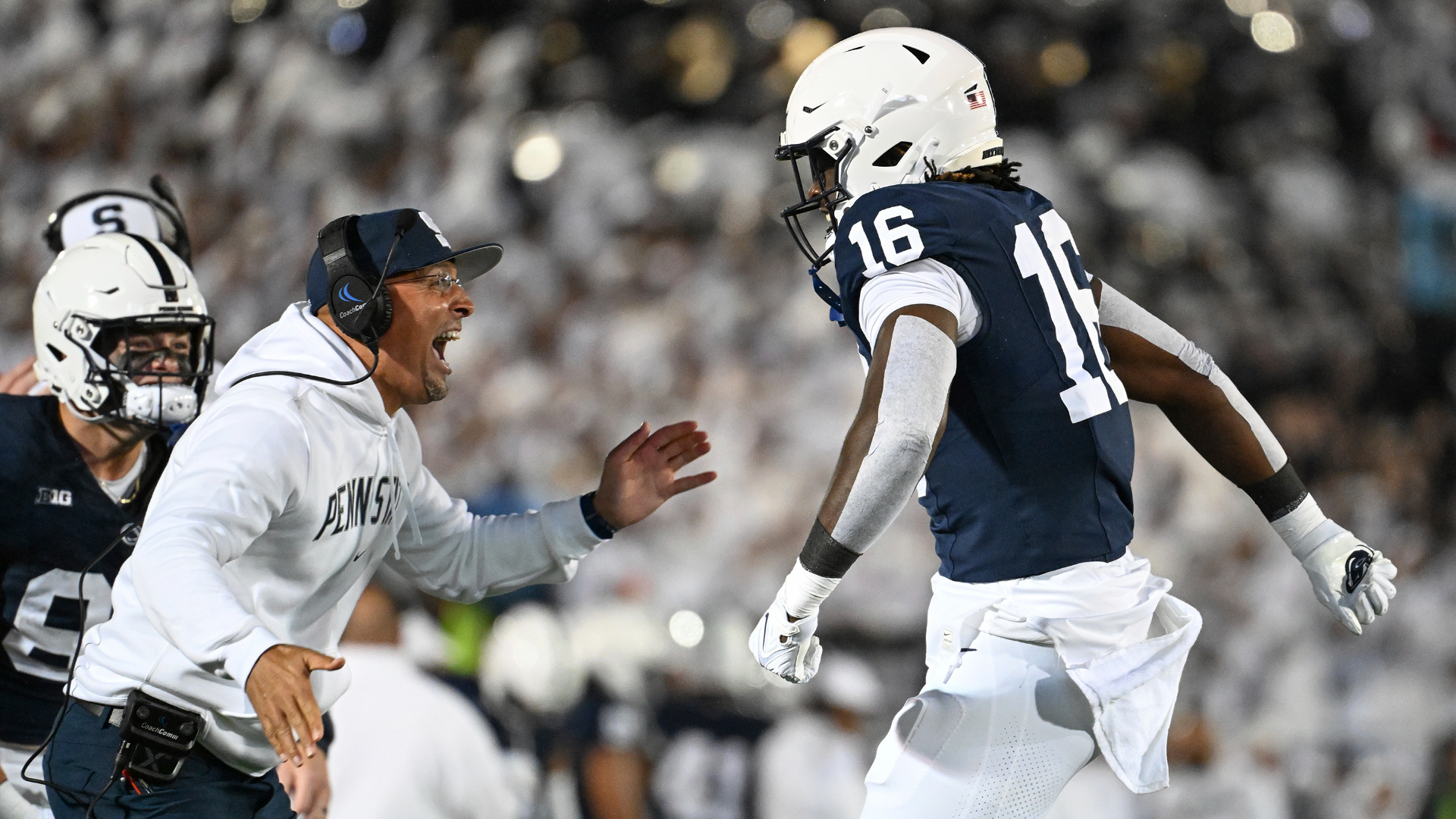 Penn State coach James Franklin spoke to the media after his team's 31-0 win over Iowa during its "White Out" game.