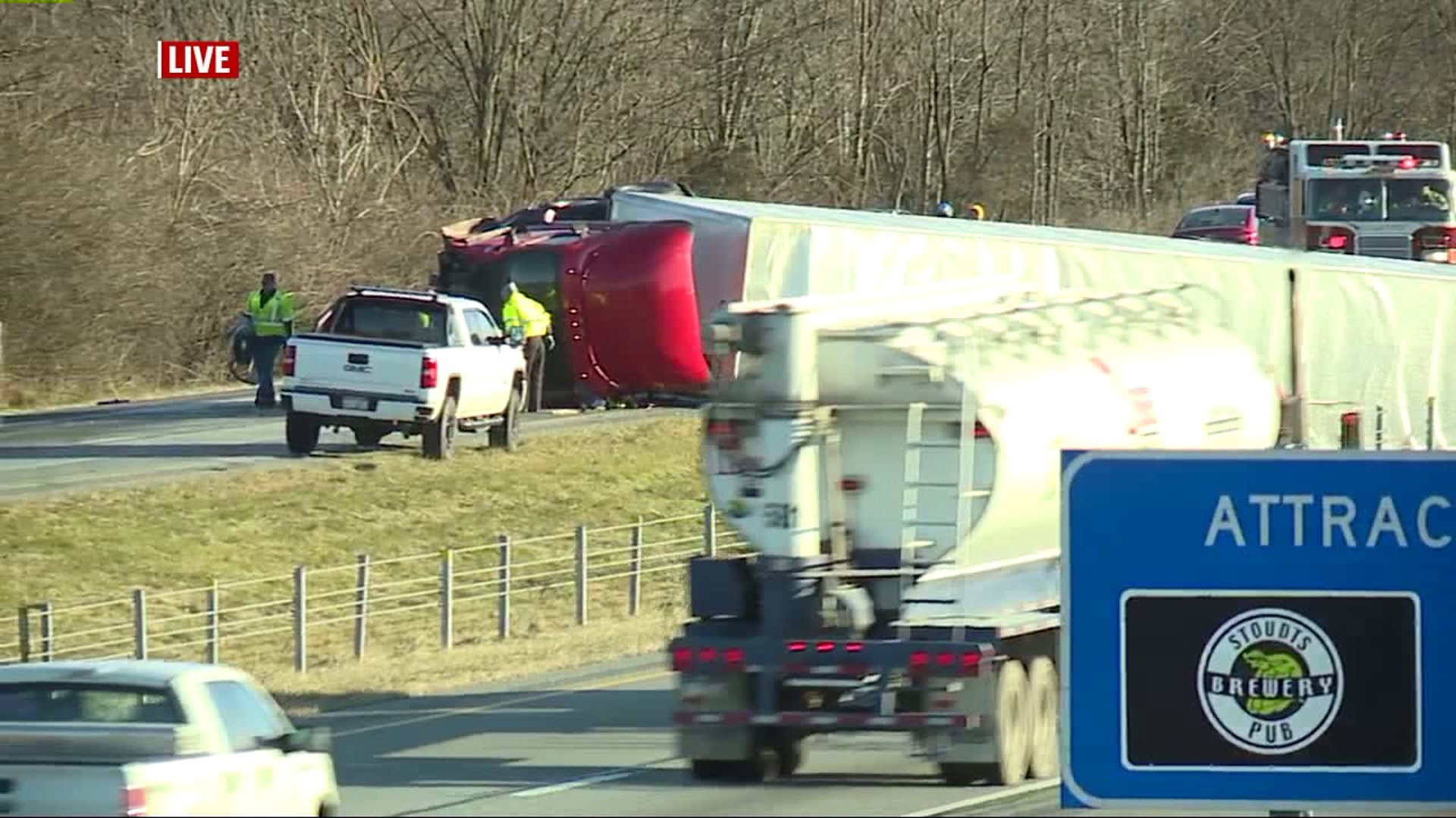 Tractor trailer closes Route 222