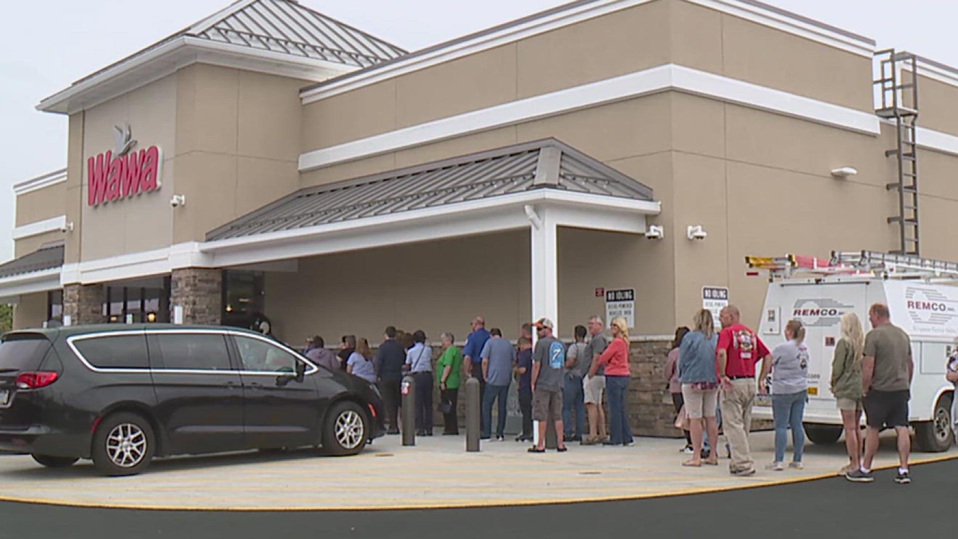 The first Wawa in Dauphin County opened its doors on Thursday, celebrating its grand opening with customers.